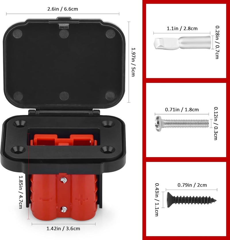 ZEHGCH 2PCS 12-36V Battery Quick Connect/Disconnect Electrical Connector Plug Kit with Flush Mount Dust Cover (Red,50A 6AWG) - Image 5